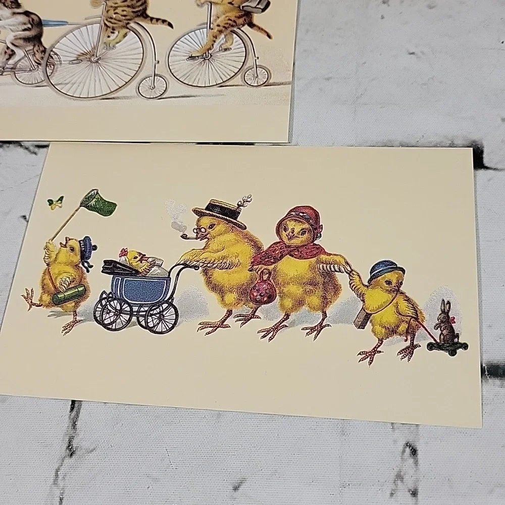 Reproduction Of Antique Postcards Lot Of‎ 4 Anthropomorphic Christmas New Years